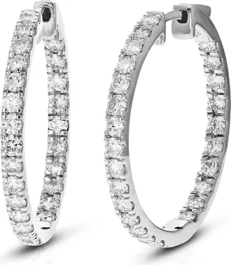 Vir Jewels 3/4 cttw Lab Grown Diamond Hoops Earrings in Sterling Silver With Latch Backs For Women