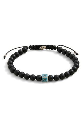 Degs & Sal Mens Venetian Lion Slider Bracelet in Turquoise/Black at Nordstrom