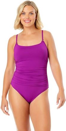 Anne Cole Womens Shirred Lingerie Maillot One Piece in Fuchsia at Nordstrom, Size 16