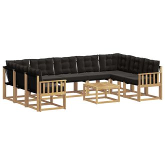 vidaXL Conjunto De Sof&aacute;s De Exterior Con Coj&iacute;n 10 Pcs Blanco Y Negro Vidaxl