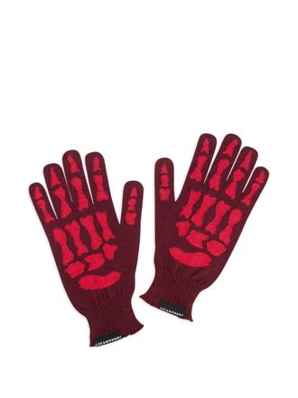 Jordan Luca skeleton-print gloves - men - Fabric - One Size - Red