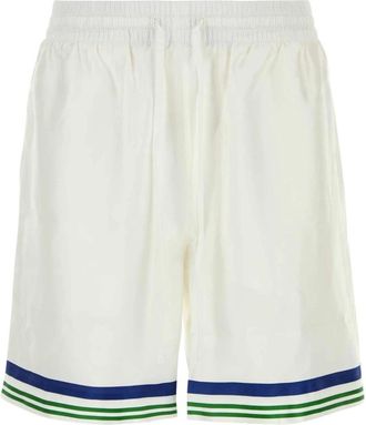 Casablanca Silk Twill Drawstring Shorts - Heren - Korte Broeken - Wit - 2XL - Leer - Korte Broeken