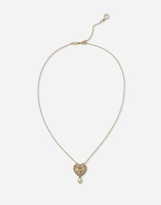Dolce & Gabbana Devotion Necklace In Yellow Gold With Diamonds And Pearls - Woman Necklaces Gold Onesize