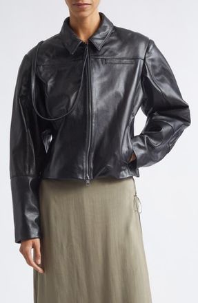 Paloma Wool Banui Fitted Leather Jacket in 999 - Black at Nordstrom, Size 42
