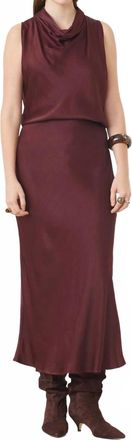 Suncoo Satin Midi Skirt In Prune