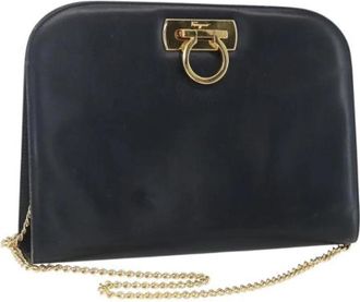 Ferragamo Pre-owned Leren Crossbodytas - Dames - Vintage Schoudertas - Blauw - ONE Size - Leer - Vintage