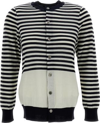 Junya Watanabe Round Neck Striped Cardigan