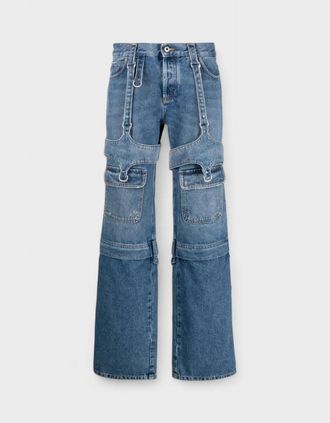 Off-white Womens Off-White Cargo Zip Pant Denim Blue - Size: 10/12