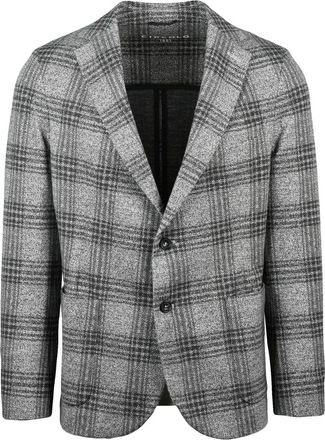 Circolo 1901 Rounded Jacket With Notched Lapel And Grey Checkered Pattern