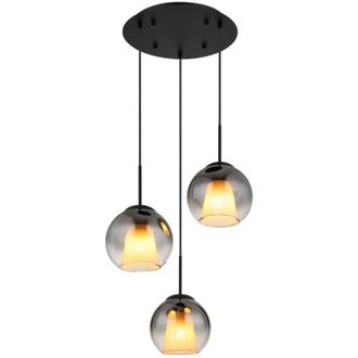 Globo Lighting Globo Barry Lámpara de techo colgante en racimo con esferas negras mate y pantalla de cristal ahumado, 3 bombillas E27