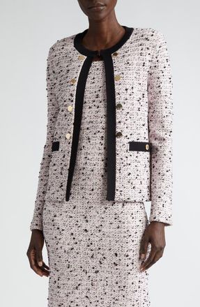 St. John Donna Tweed Jacket in Black/Pink Multi at Nordstrom, Size Small