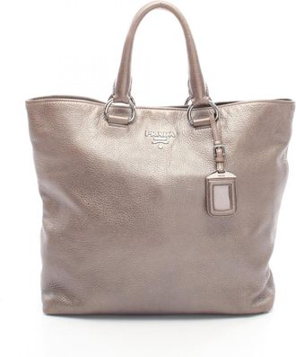 Prada Gray Leather Handbag Tote Bag (Pre-Owned)