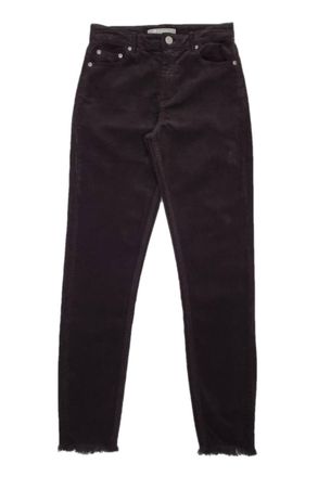 Tractr Corduroy Skinny W/ Fray Hem Jeans In Black