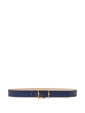 Versace Barocco-embossed belt - men - Calf Leather - 100 - Blue
