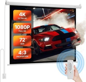 OEM Pantalla De Proyector Motorizada 1448 X 1090 Mm, 4:3, 1080 Hd, Pantalla De Proyecci&oacute;n El&eacute;ctrica De Pared Con Control Remoto, Angular De 160&deg;, Material