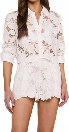 L'agence Seychelle Cropped Eyelet Blouse In Ivory