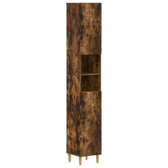 vidaXL Armario De Ba&ntilde;o Con Estante Abierto Delft Roble Ahumado Vidaxl
