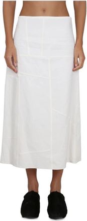 Jil Sander Gonna A Line - Dames - Midirokken - Wit - XS - Leer - Rokken