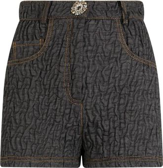 Moschino Shorts met hoge taille - Dames - Korte Broeken - Zwart - S - Katoen - Korte Broeken