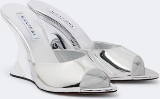 Aquazzura Sandali Bisous in pelle metallizzata con zeppa