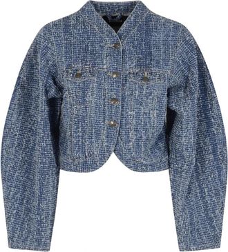 Rotate Ronde Mouw Denim Jack - Dames - Spijkerjassen - Blauw - XS - Denim - Jassen