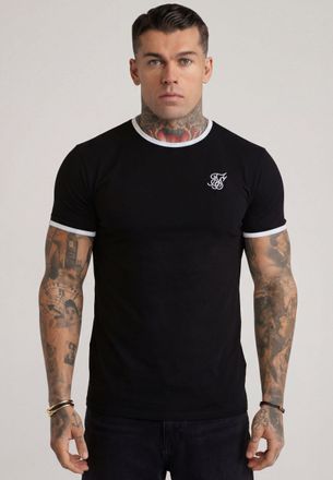 Siksilk Mens Black,White Ringer T-Shirt XXL