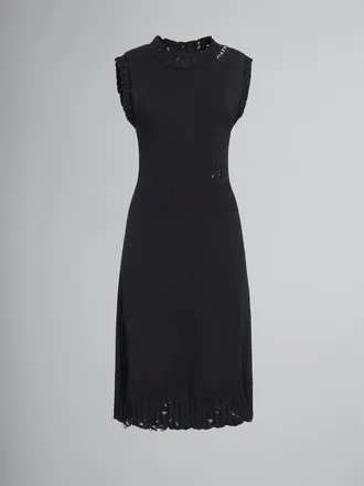 Marni Womens Black Sleeveless Knit Dress With Ruffles, Size 6