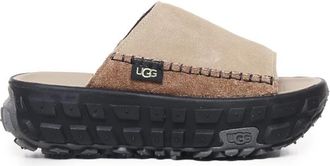 UGG Beige Zwarte Instap Sandalen met Plateau - Dames - Sandalen - Beige - 43 EU - Polyester - Schoenen