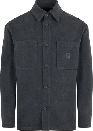 Fendi Denim Overhemd met Borduursel - Heren - Casual Overhemden - Grijs - M - Denim - Overhemden