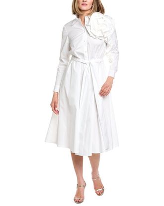 Carolina Herrera Flower Sleeve Midi Shirtdress