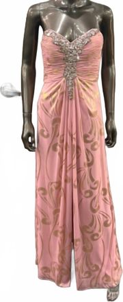 Decode 1.8 Womens Sweetheart Strapless Gown In Blush Gold