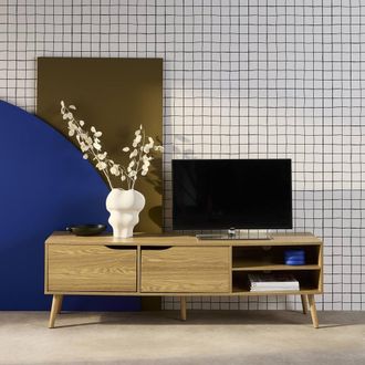 Sweeek 160cm Vintage Tv Unit Wooden Effect 2 Doors in Grey