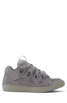 Lanvin Curb Monochrome Suede Sneakers in Light Grey at Nordstrom, Size 43 Eu