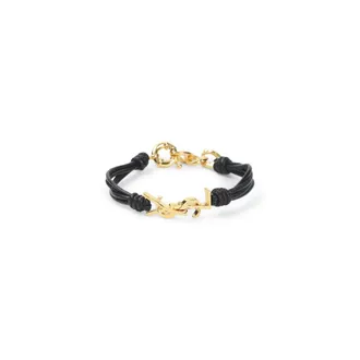 Saint Laurent Bracelets, female, Black, Size: ONE SIZE Multi-strand Cassandre Leather Bracelet
