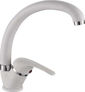 Trade Shop Trade Shop - Miscelatore Lavello Canna Bassa Bianco Lavandino Cucina Doppio Foro Monocomando