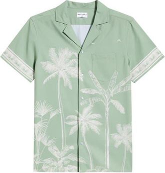 MAVRANS Tropical Palm Weekend Camp Shirt in Light Green at Nordstrom, Size Xx-Large