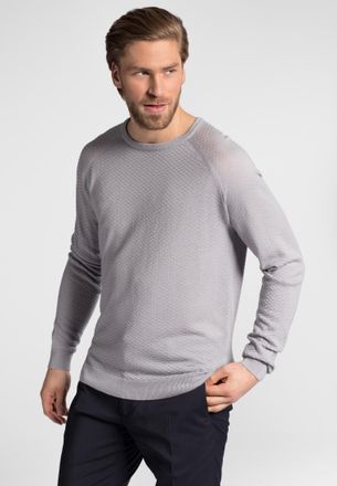 Eterna Strickpullover ETERNA, Herren, Gr. XL, silber, 100% Schurwolle, l&auml;ssig geschnitten, Pullover Strickpullover