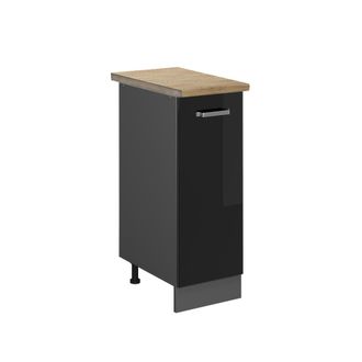 Vicco Armario De Farmacia R-line, Negro Brillo Intenso, 30 Cm, Et Roble