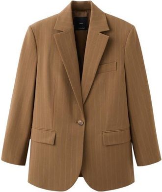 Mango Pinstripe Blazer in Caramel at Nordstrom, Size Xx-Small