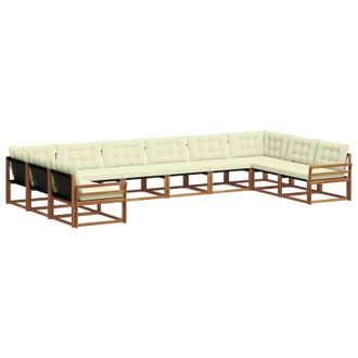 vidaXL Conjunto De Sof&aacute;s De Exterior Con Coj&iacute;n 10 Pcs Natural Y Crema Vidaxl