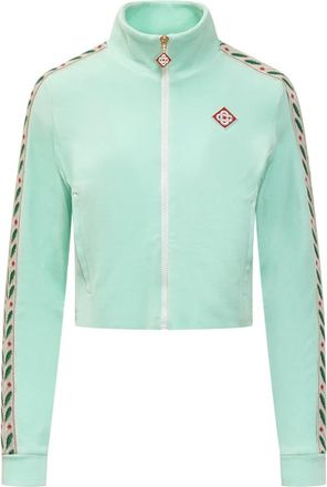 Casablanca Hoodies & sweatvesten, Dames, Groen, L, Katoen, Logo Patch Katoenmix Sweatshirt