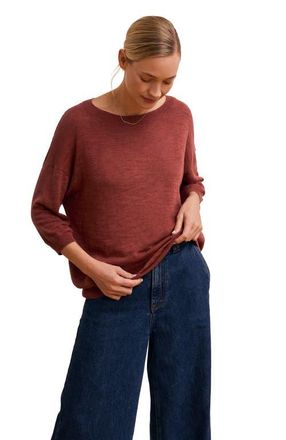 Celtic & Co. 3/4 Sleeve Linen Blend Crew Neck Top in Clay at Nordstrom, Size X-Small