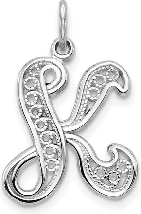 Diamond2Deal 10K White Gold Filigree Initial K Pendant