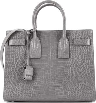 Saint Laurent Sac de Jour NM Bag Crocodile Embossed Leather Small satchel - women - Calf Leather - One Size - Grey