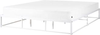 Beliani Industrial Modern Metal Bed Frame eu Super King Size In-Built Slats without Headrest 6ft White Viry
