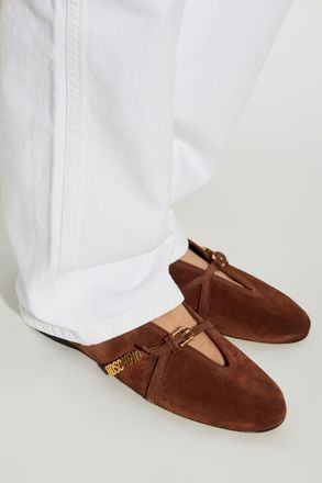Moschino Suede Ballet Flats, Womens, Brown