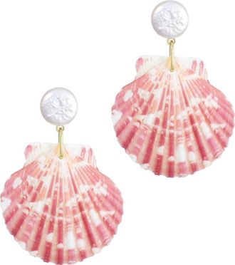 Adornia Faux Pearl Shell Drop Earrings in Pink at Nordstrom Rack