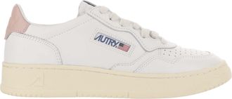 Autry Round Toe Leather Trainers with Front Lacing and Iconic Logo