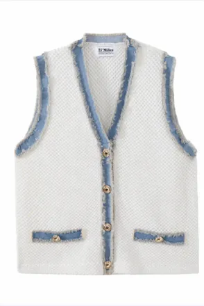 27 Miles Malibu Womens Phaedra Vest In Cloud/denim