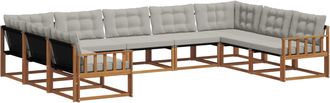vidaXL Conjunto De Sof&aacute;s De Exterior 9 Uds. Gris Natural Y Claro Vidaxl